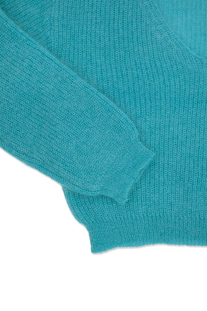 Mohair v-neck knit_teal