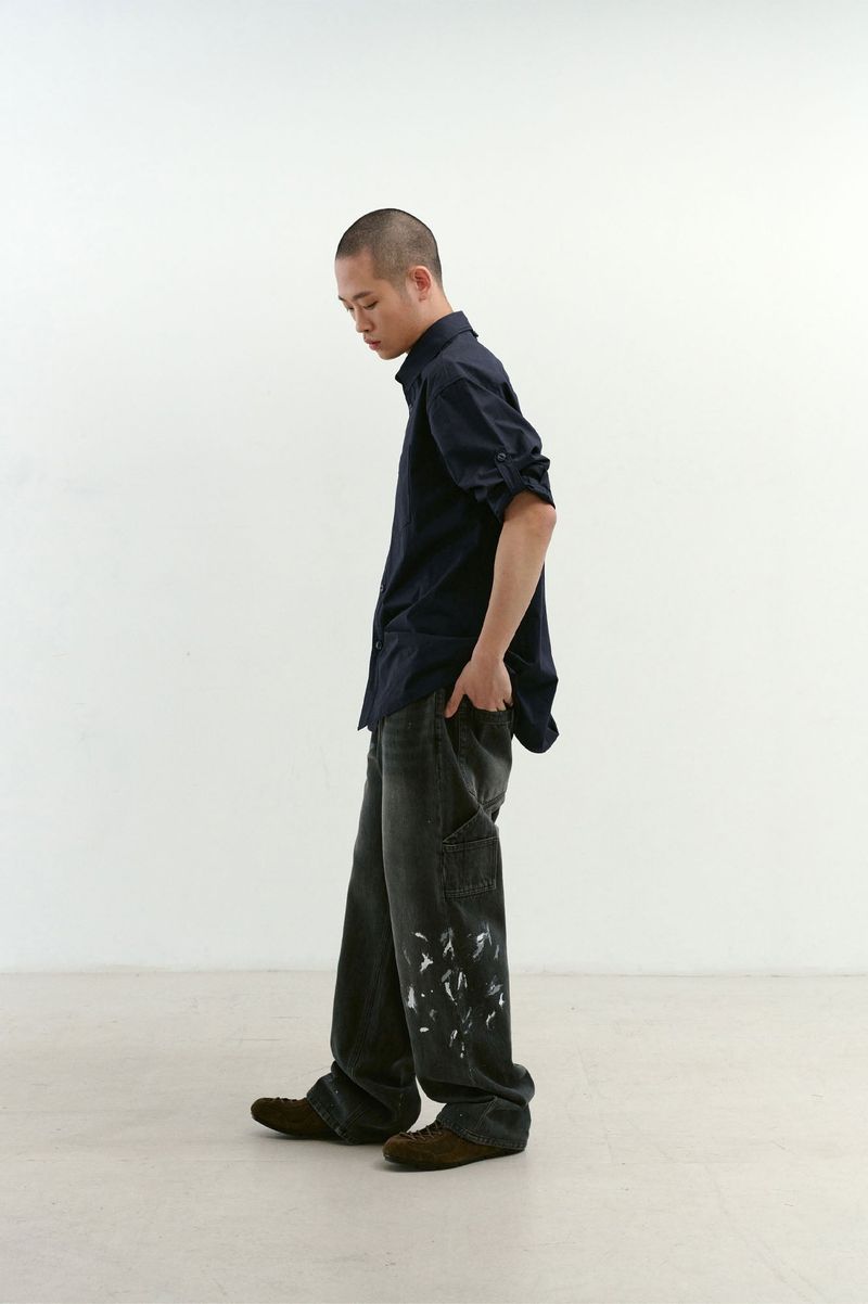 One Pocket Paper Work Shirt (Navy)