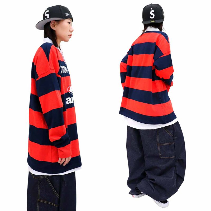Oversized Old-School Stripe Polo Shirt
