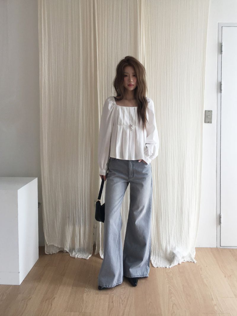 Gray boots-cut denim