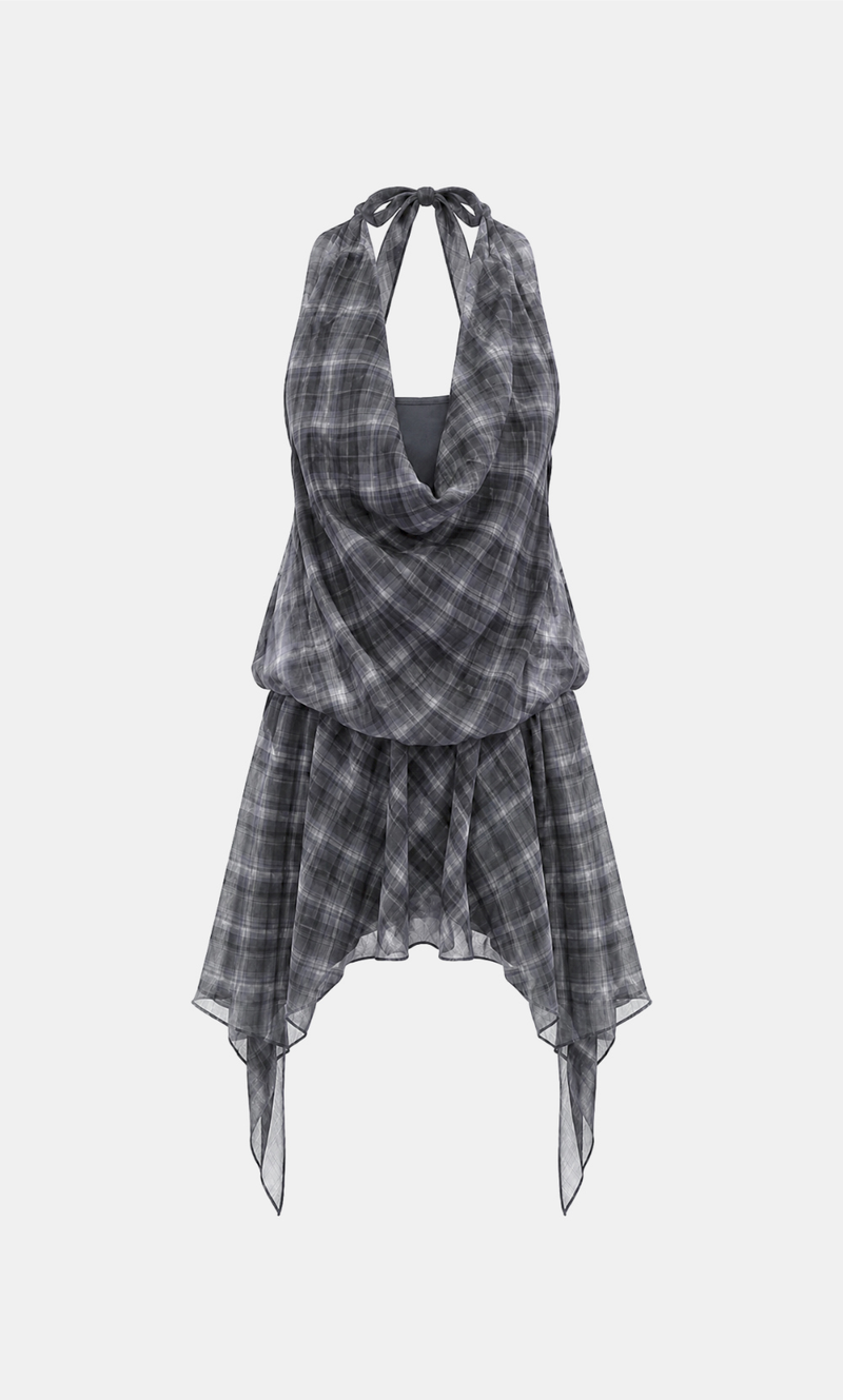 Etra Sheer Plaid Dress