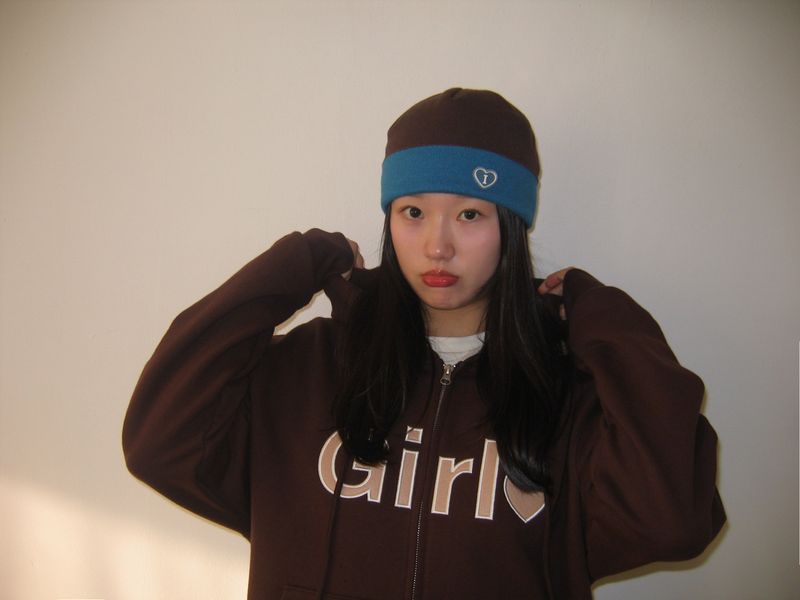 Twin key beanie - Teal brown