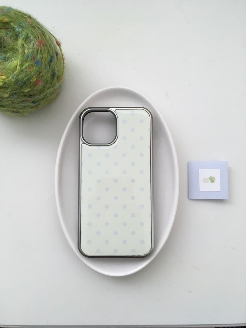 turtle N（タートルエヌ）の「[silver epoxy]ドット(lemon • blue)（スマホグッズ/小物）」