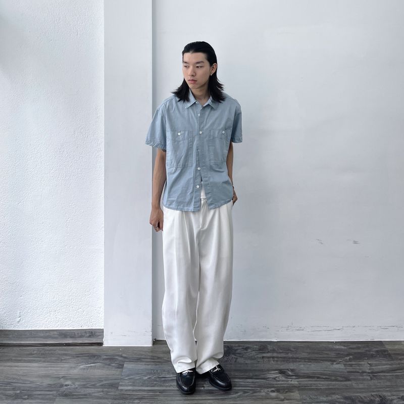 Double Pleat Full-Length Pants