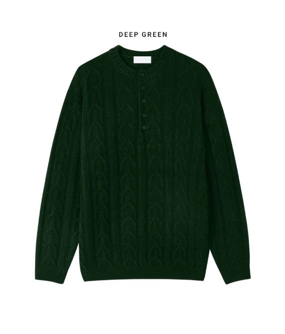 Levon Heavy Cable Henley Neck Knit