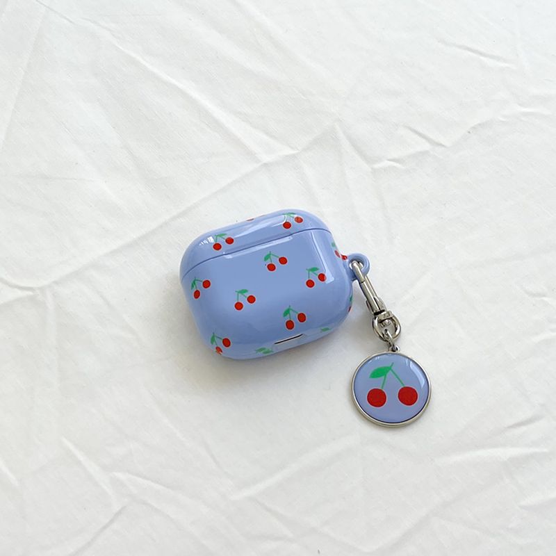 cherry epoxy keyring (conflower blue)