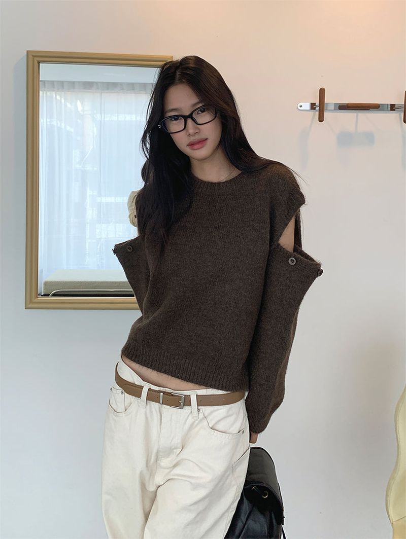KATE OPENED BUTTON KNIT (2C)