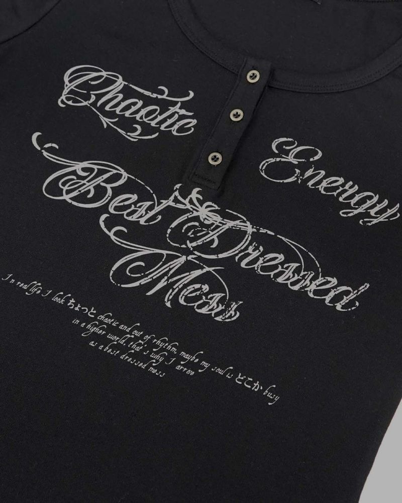 BDM Henley Neck Long Sleeve Black