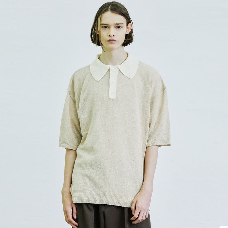 BOUCLE SUNDAISY COLLAR HALF KNIT BEIGE