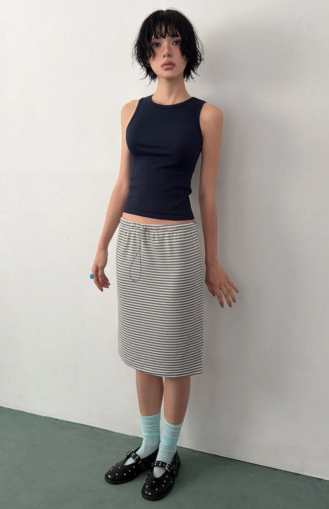 STRIPE STRING MIDI SKIRT