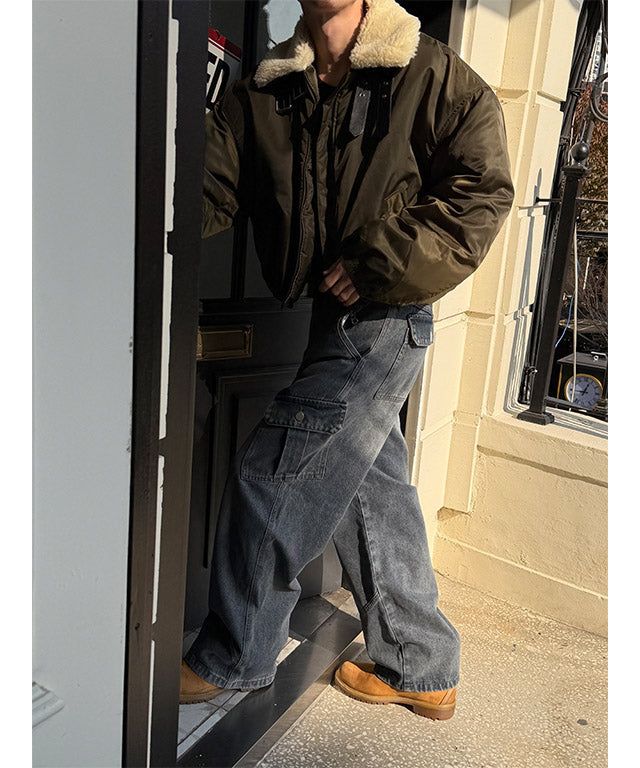 [Unisex] Dyeing denim cargo pants(2color)