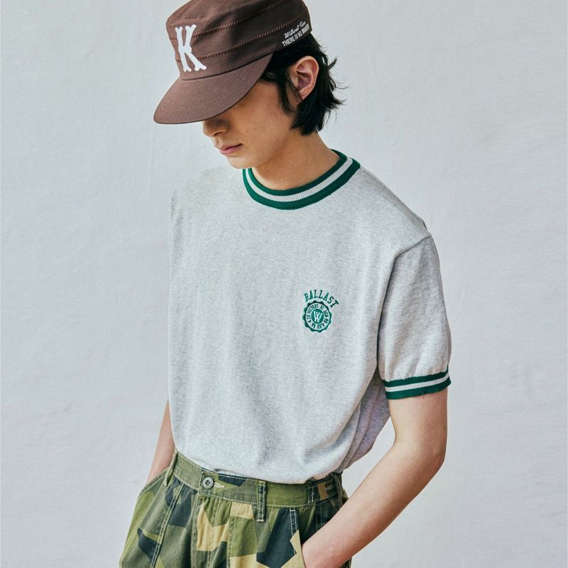 ballast athletic ringer knit sweat melange gray