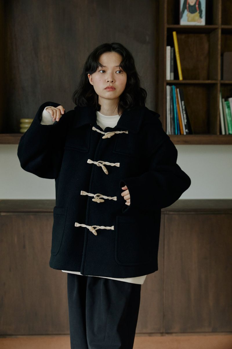 unisex half duffle coat black