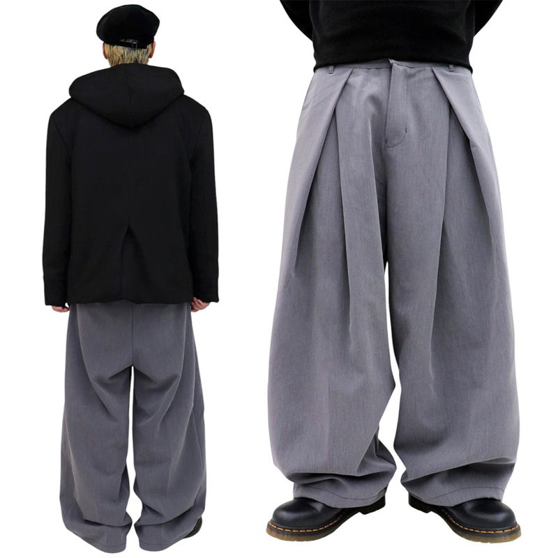 wide double pintuck string slacks
