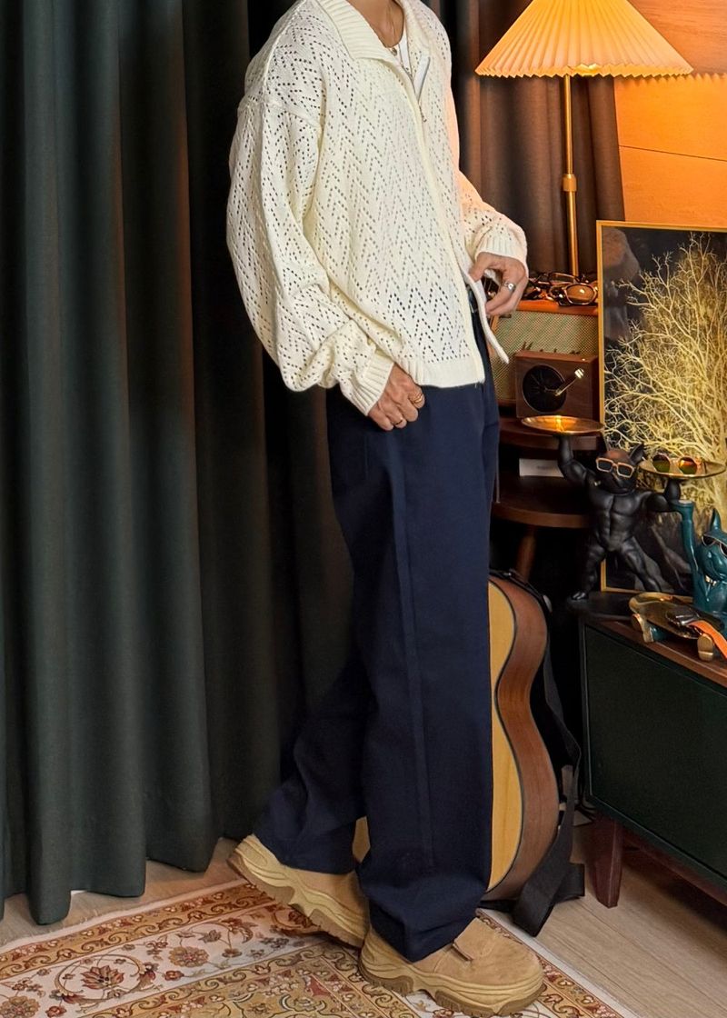 Detail Wide Cotton Pants 3COLOR