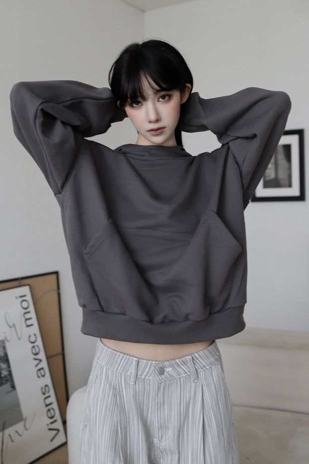 High-neck cut-off hood zip-up