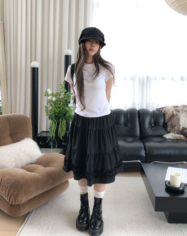 Eti Frill Tiered Midi Skirt