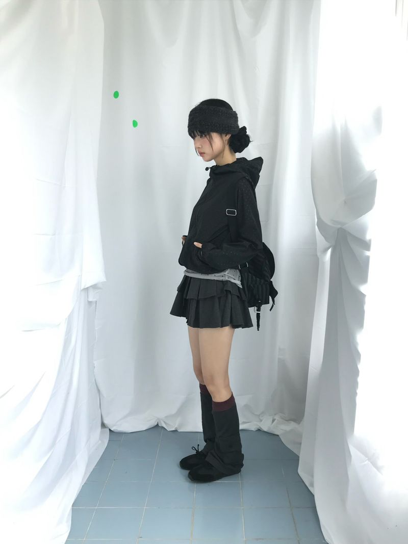 double frill pleated skirt
