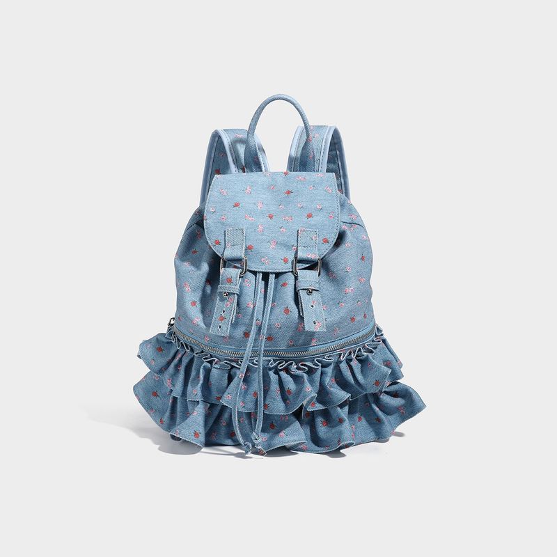 French Dot Lace Backpack - Large Capacity Schoolbag & Picnic Backpack