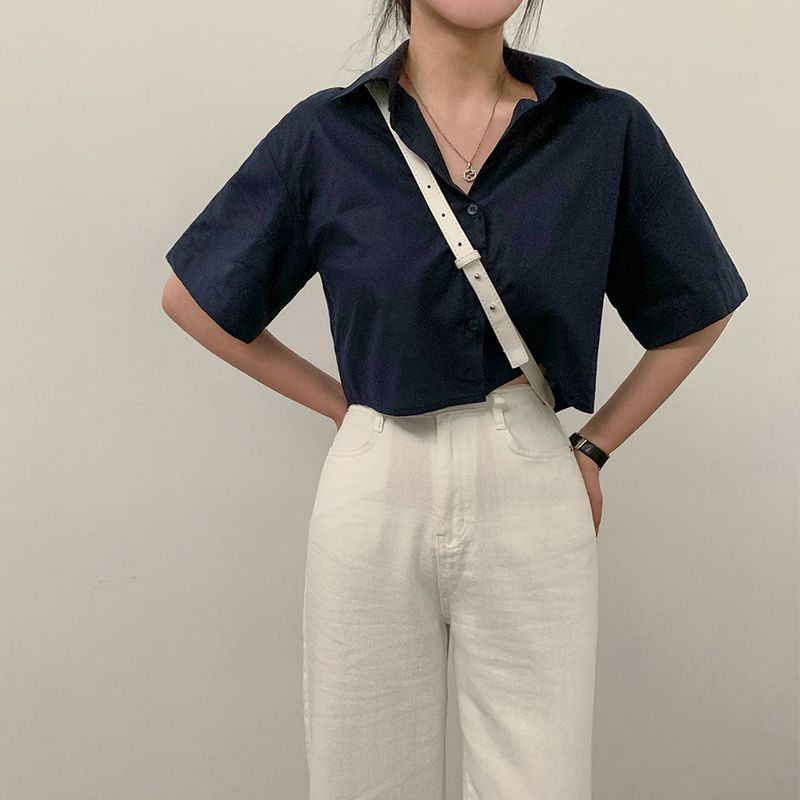 BEIDELLI（ベイデリー）の「カットオフクロップドショートスリーブドシャツ / [Bellide made] cut-off cropped short-sleeved shirt（Tops）」