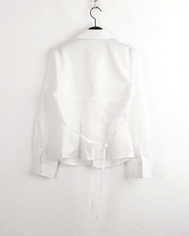 Philty strap cut-out zipper collar zip-up shirt jacket