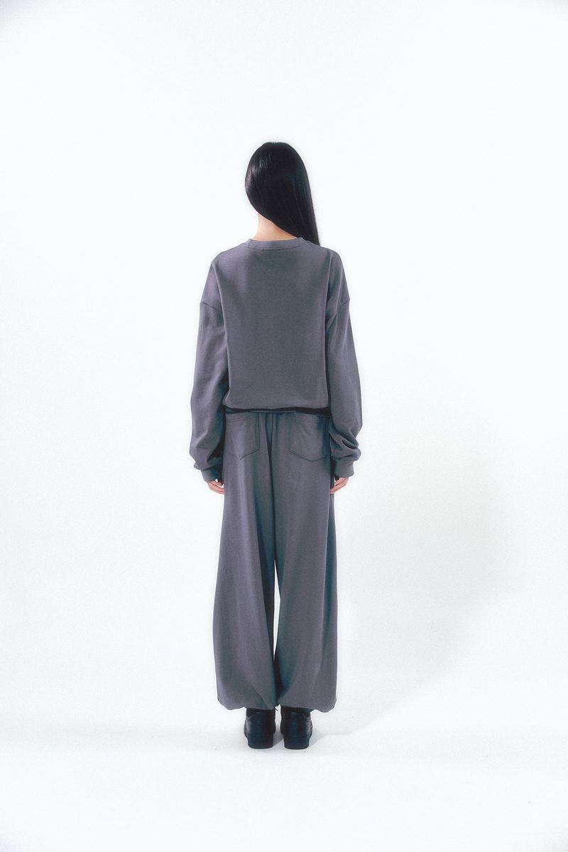 Knee Point Ribbon Jogger Pants Charcoal