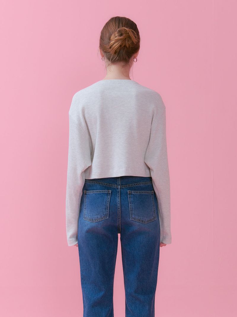 WAFFLE CROP T-SHIRT_OATMEAL