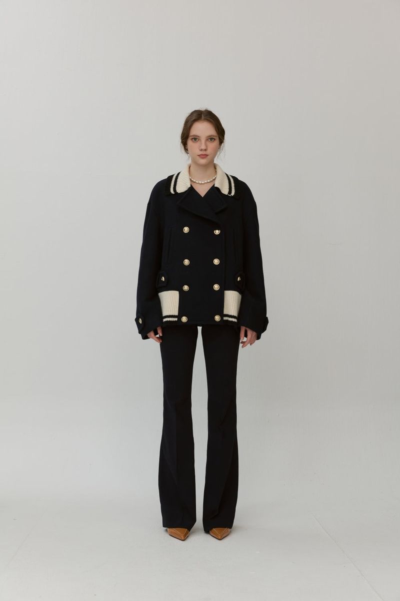 Knit collared coat
