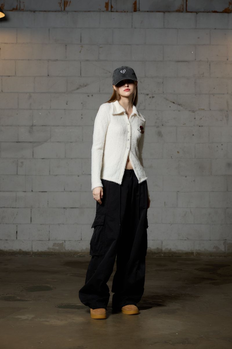 ARO WIDE CAGO PANTS / BLACK