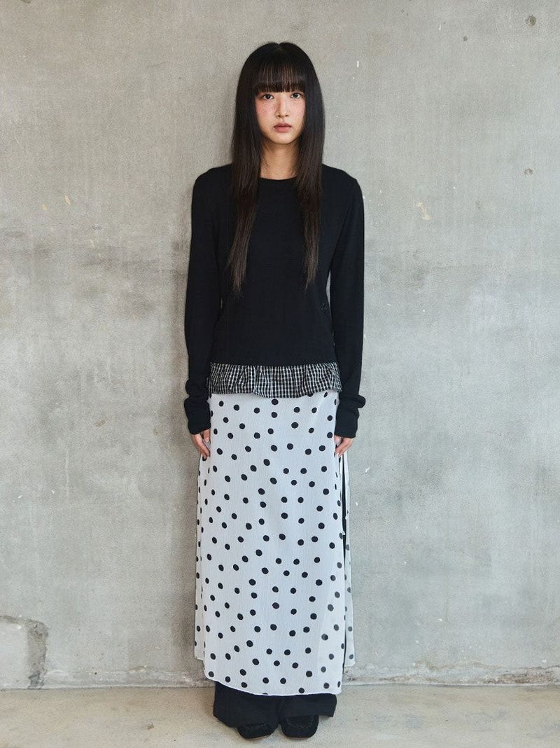 CHECK LAYERED LONG SLEEVE - BLACK