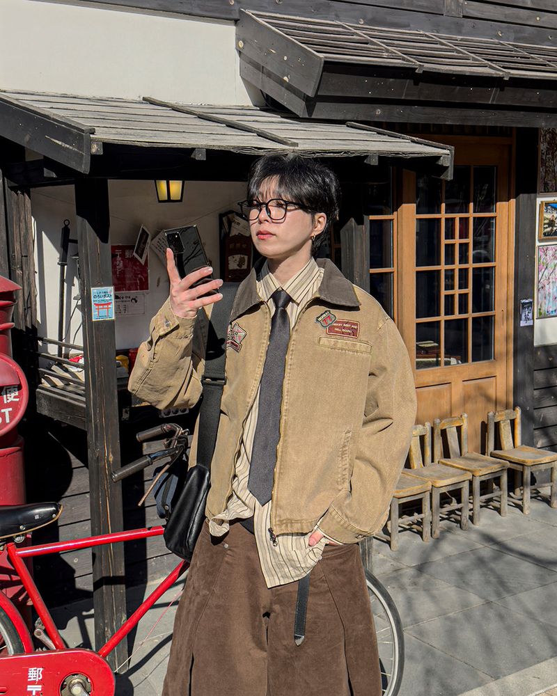 Woven Patch Pigment Work Jacket
