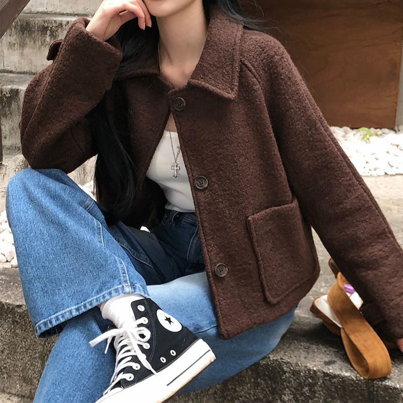 [BELLIDE MADE] fluffy wool collar short coat