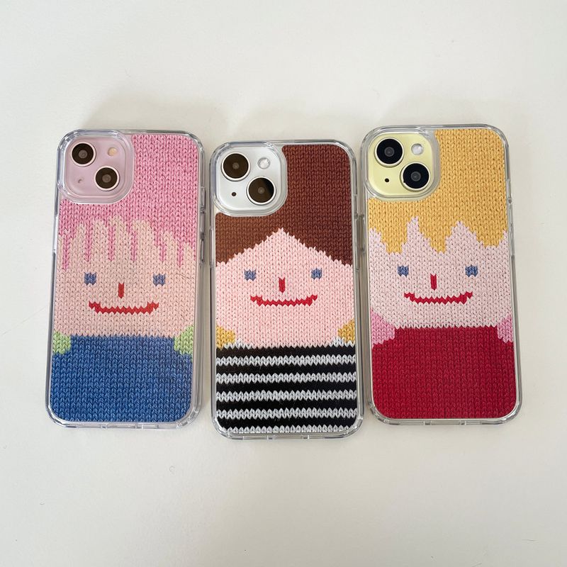 SMILEY FACE HARD JELL CASE (+HAIR KEYRING SET) _ PINK