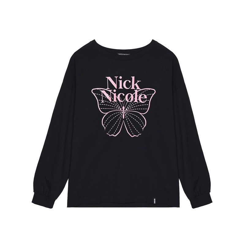 NICK&NICOLE(ニック&ニコール)の「BUTTERFLY SIGNATURE LS TOP_BLACK PINK(Tops)」