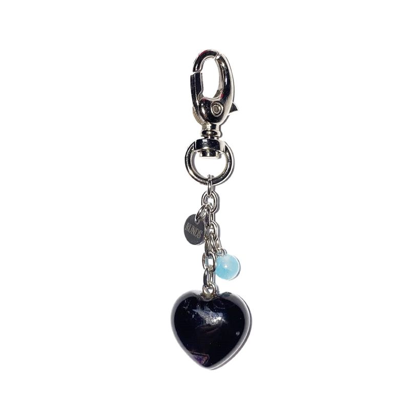 heart gemstone keyring (black)