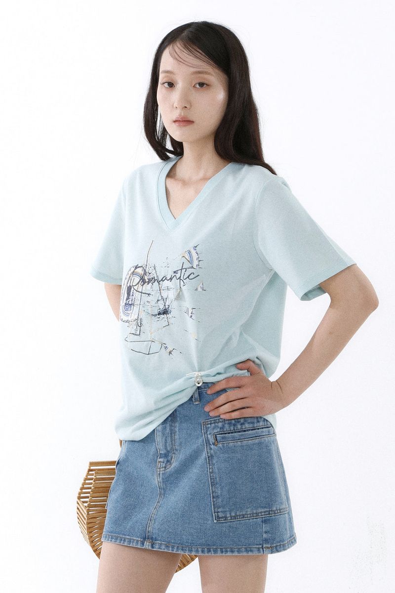 GALAXY V-NECK T-SHIRT_ICE MINT