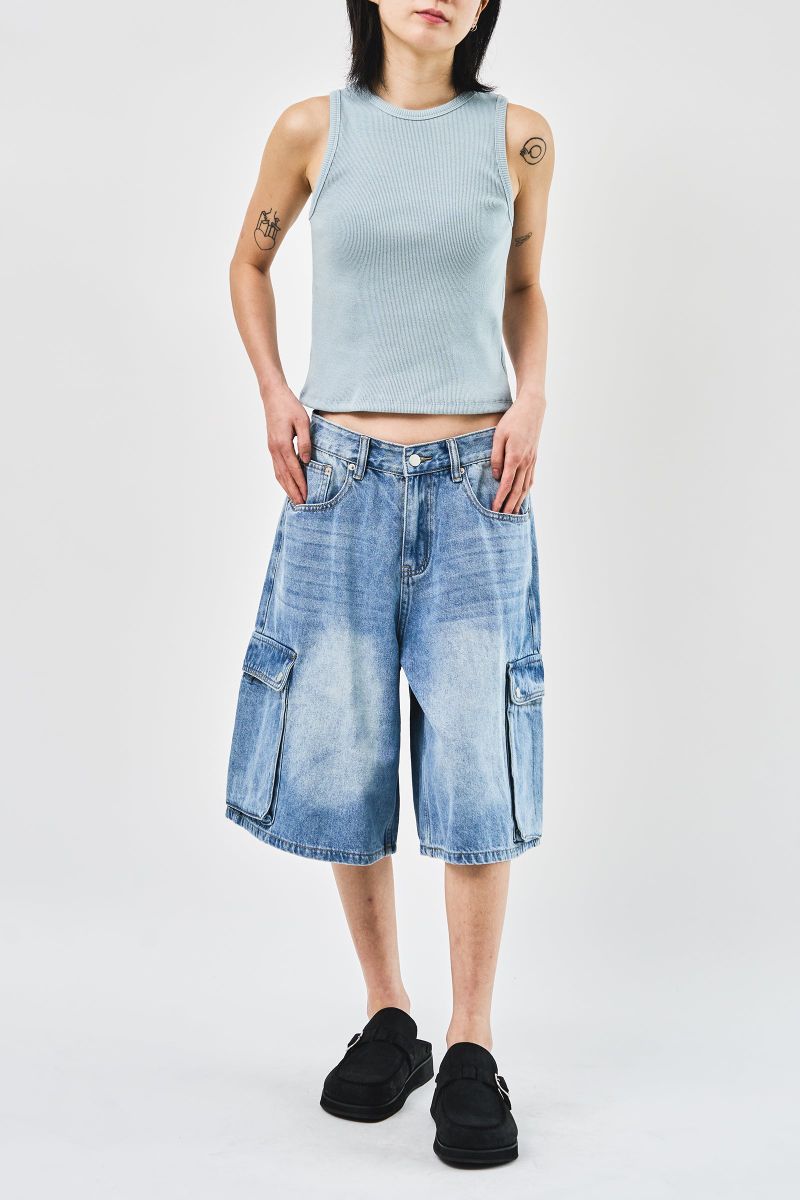 Baek Denim Cargo Bermuda (2color)