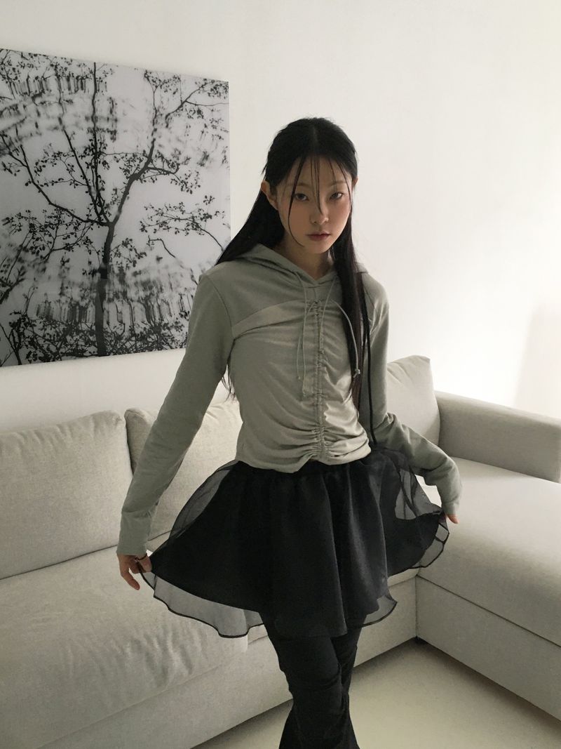 Weil organza layered flare miniskirt