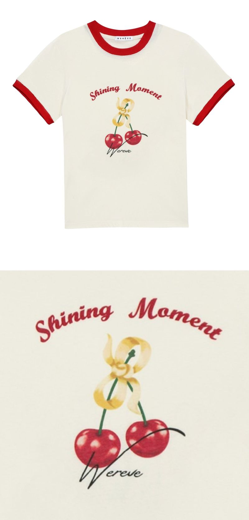 Cherry ringer t-shirt_cream/red