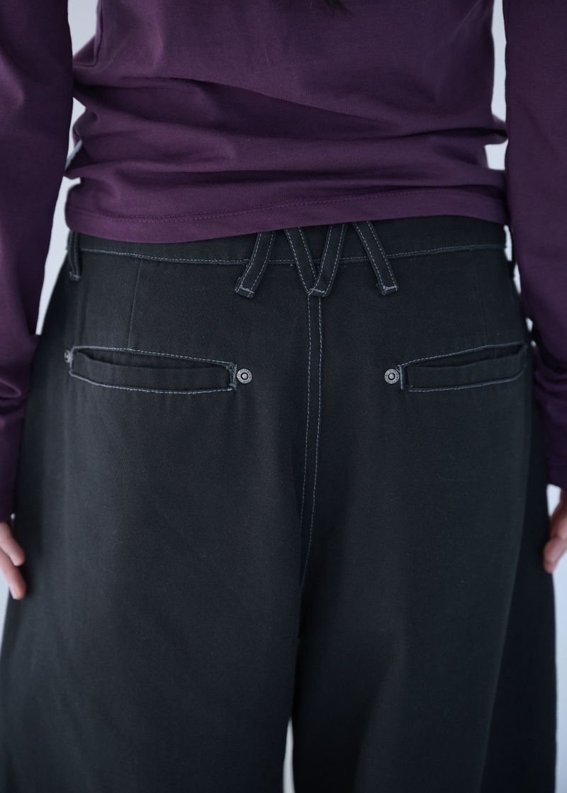BELTED POCKET COTTON PT BLACK