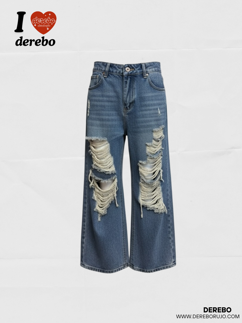 Vintage open wide denim pants