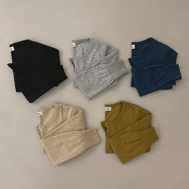 [BELLIDE MADE] Soft button long-sleeve knitwear