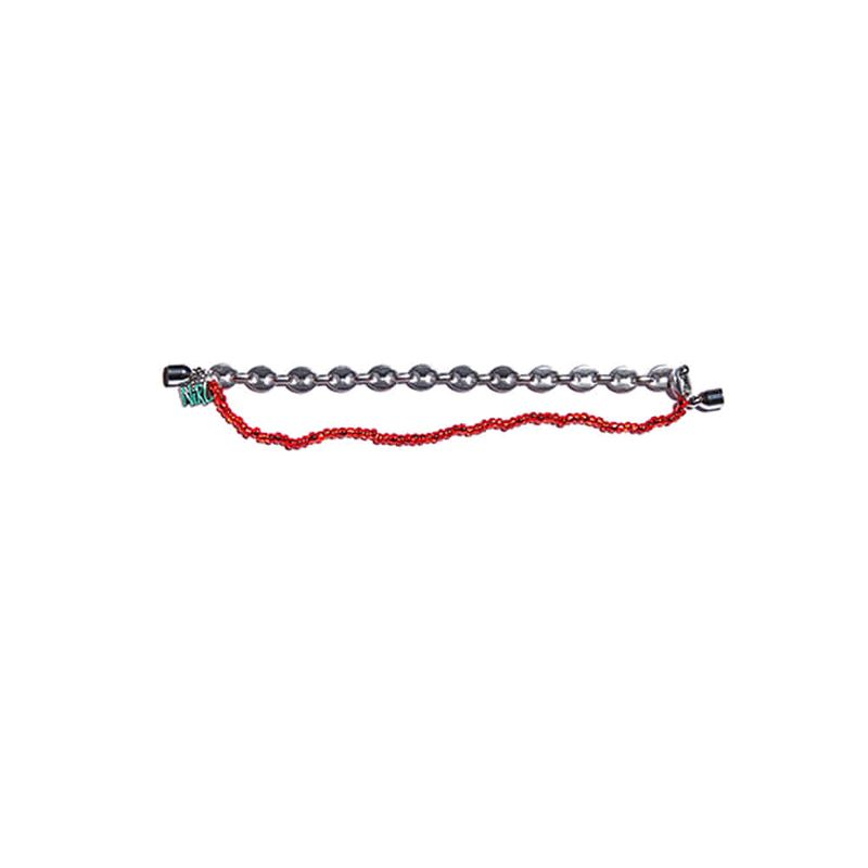 [NiROSERENDIPITY] EIGHT CHAIN & RED BEADS BRACELET #70