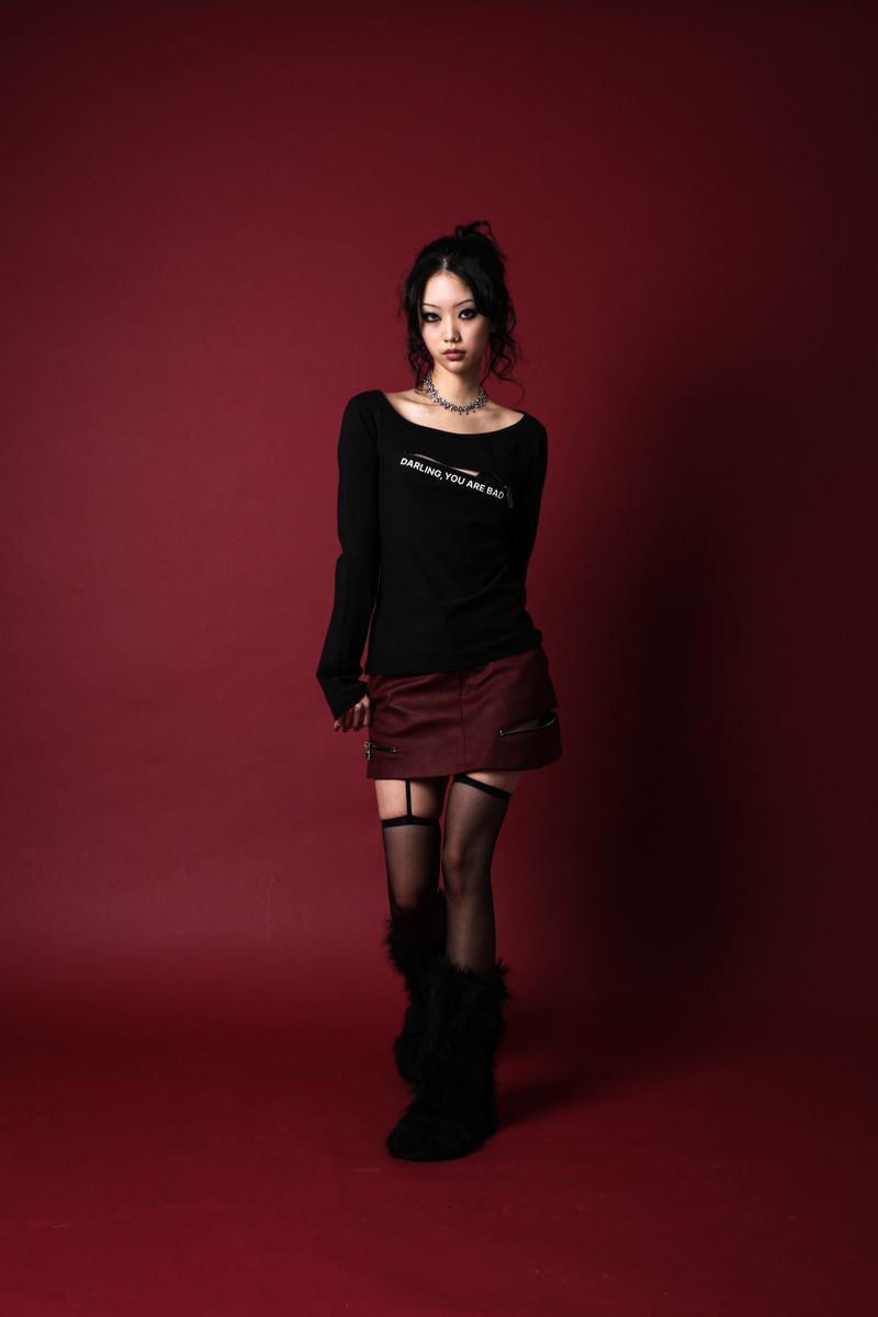 ANTIQUE ROSE SKIRT #SUEDE RED