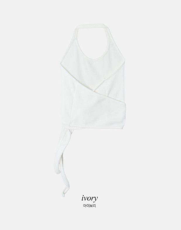 Halter Neck Wrap Knit Bustier (3color)