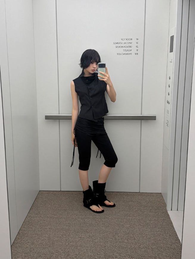 SHIRRING SKIRT-LAYERED PANTS