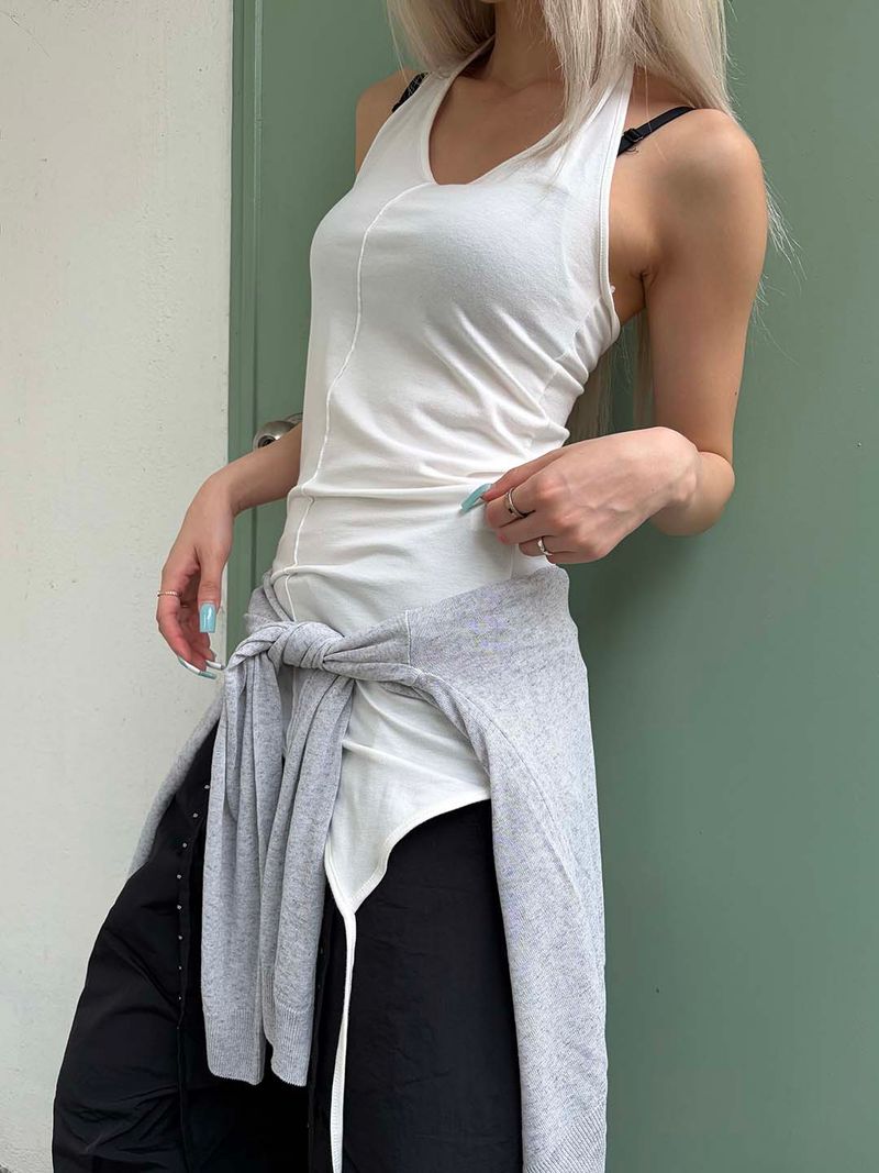 Unbalance string sleeveless(3color)