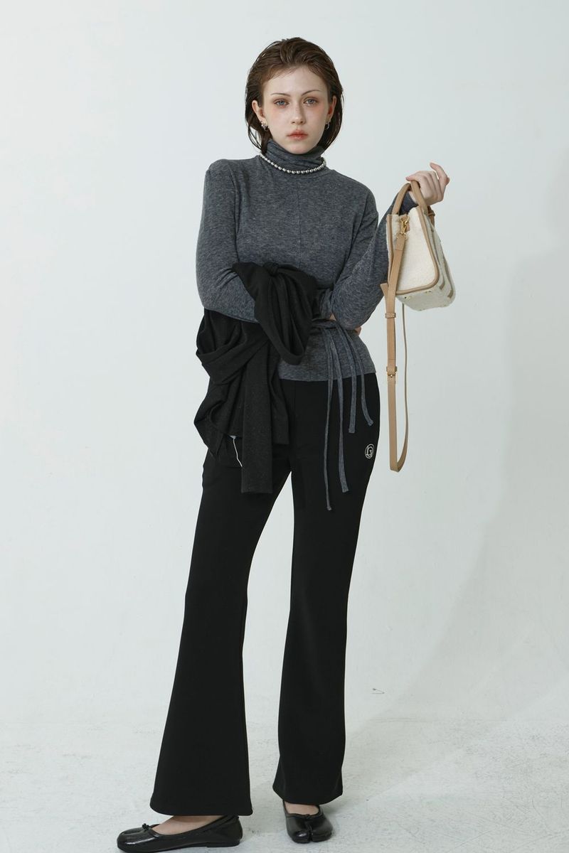 WOOL SPAN TURTLENECK T-SHIRT_CHARCOAL