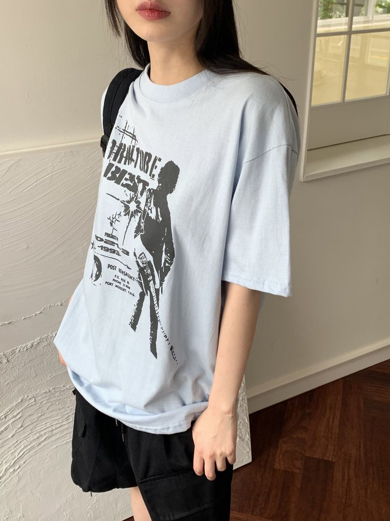 Bontu Summer Printed Overfit Short Sleeve T-Shirt