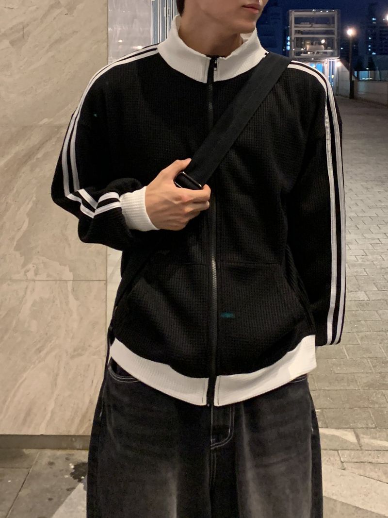 Celeb Waffle High Neck Zip-Up